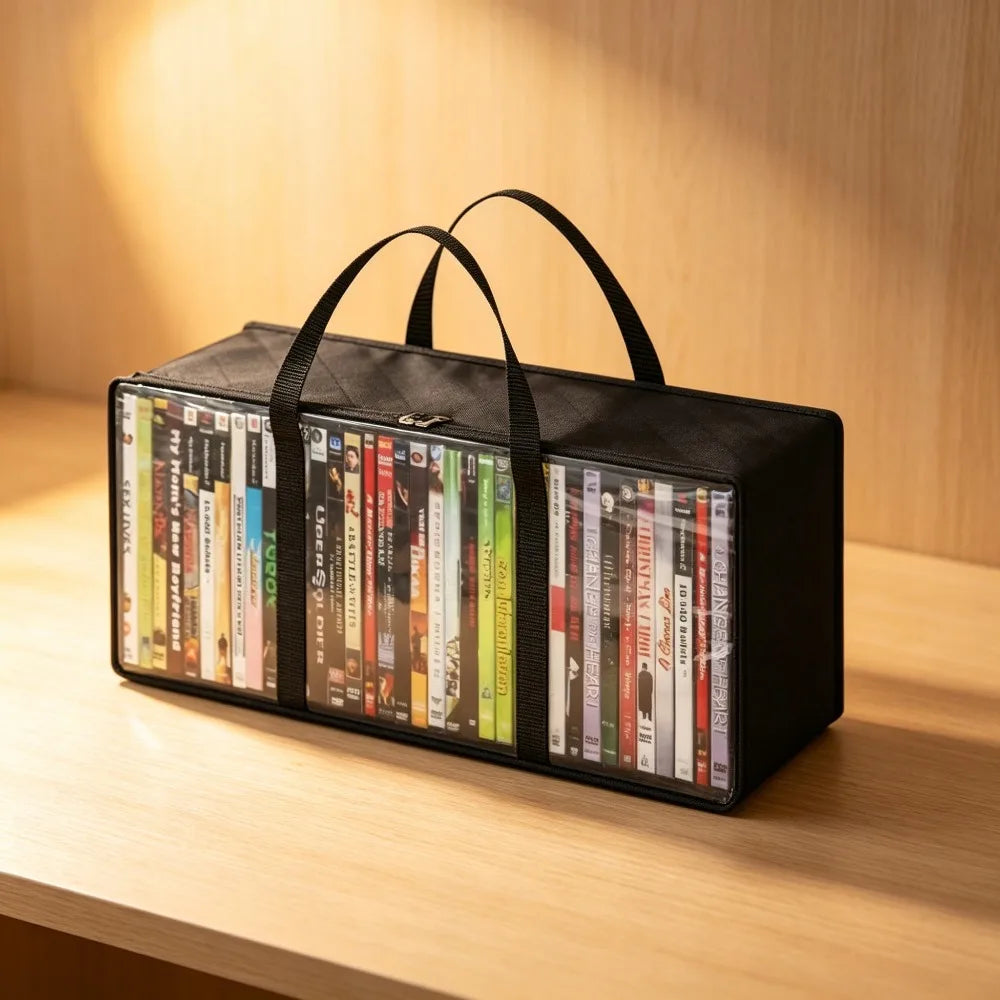 Saco de almacenamiento multifuncional de PVC de gran capacidad, organizador portátil a prueba de polvo y humedad para CD, libros, sombreros, ropa y almacenamiento de viaje
